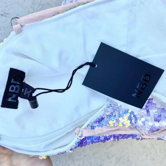 NWT $288 NBD Amethyst Sequin Side Slit Sleeveless Column Maxi Gown Dress M - Picture 9 of 12